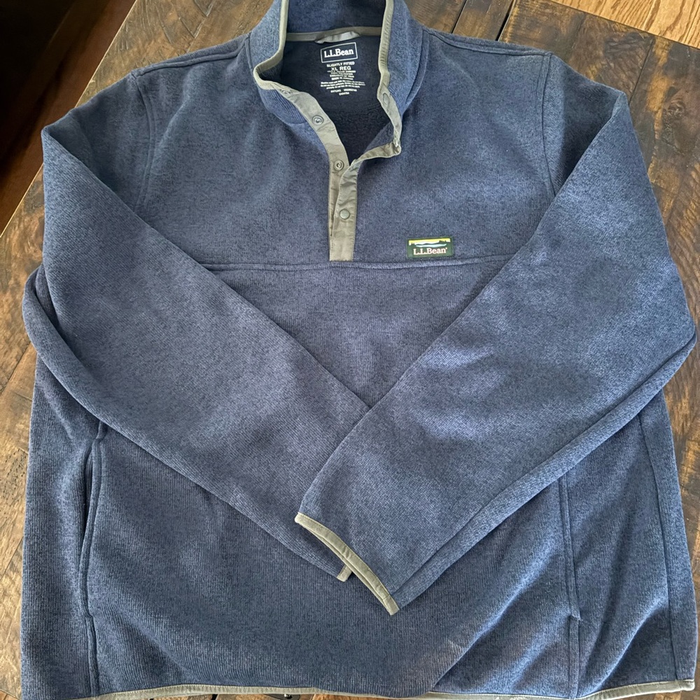 L.L. Bean Navy Fleece pullover and additional Henley